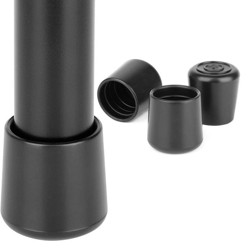 Anwenk Chair Leg Floor Protectors 1 Inch 1"x1" Small Chair Leg Caps Rubber Leg Tip for Indoor Home Outdoor Patio Garden Office Round Black 16 Pack - Image 1